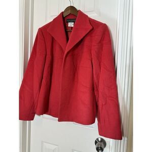 Ladies Harve' Benard Vtg Red‎ Pink Wool Coat Lined 18W Holidays Christmas Winter